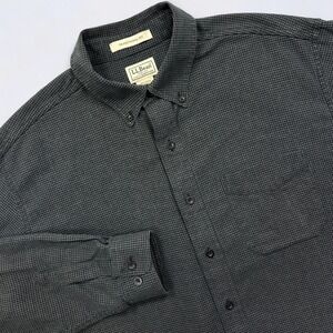 LL Bean Wicked Good Flannel Shirt Men's LT Large Tall Gray Houndstooth